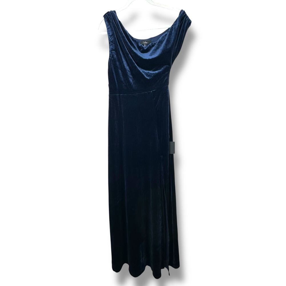 NEW Lulus Coveted Confidence Off-The-Shoulder Velvet Asymmetrical Maxi Dress - Picture 5 of 10